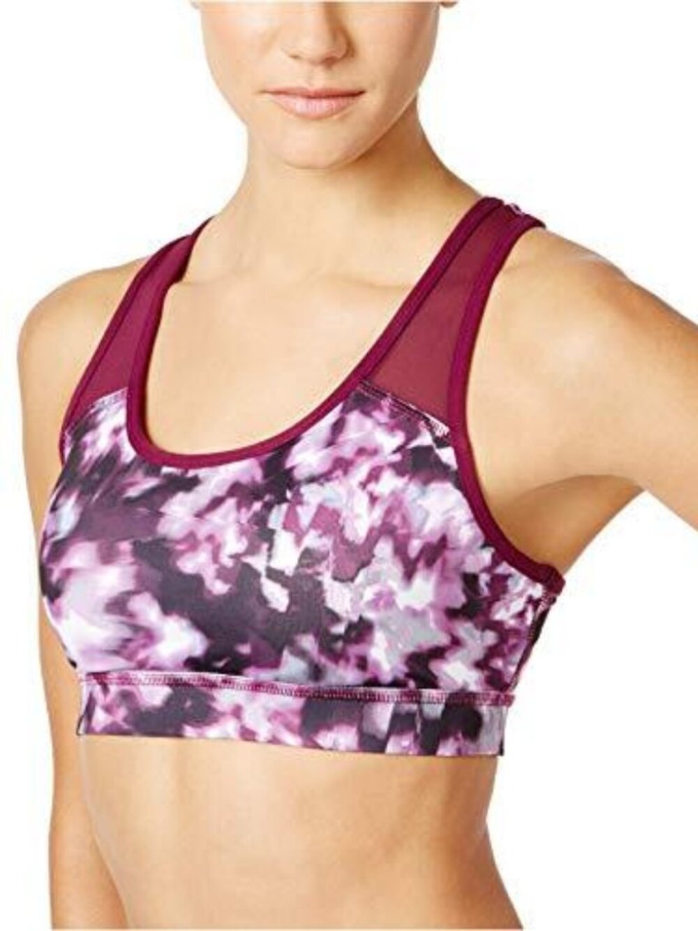 Ideology Womens Activewear Printed Mesh Inset Sports Bra